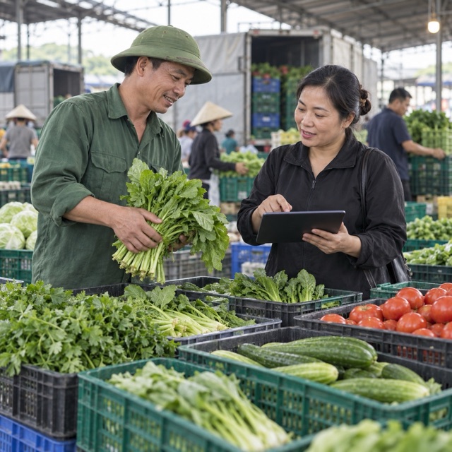 Nhà vườn và nhà bán lẻ kết nối đơn hàng tại chợ đầu mối
