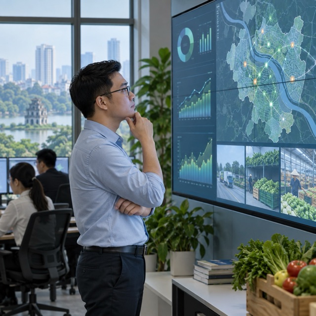 Chuyên viên phân tích dữ liệu chuỗi cung ứng trên bản đồ Hà Nội